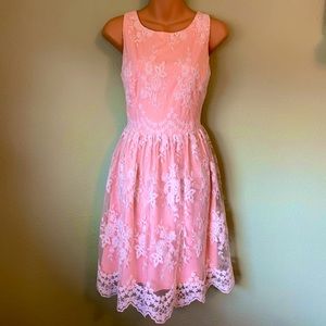 Darling fancy pink lace dress small